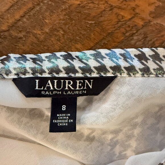 White & Black Shimmer Pleated Ralph Lauren Skirt - Picture 3 of 3